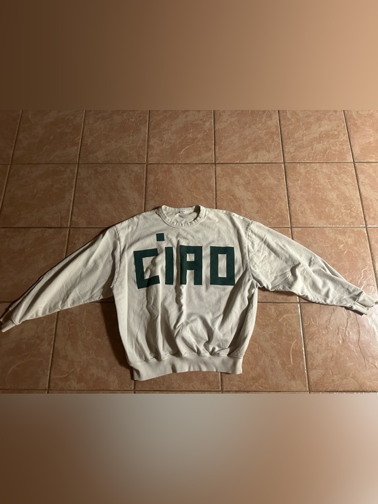 Clare V. Tops - Cream Sweatshirt with Green 'CIAO' Graphic
